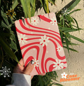 Custom Name Groovy Swirl Lines Daisy iPad case, Free Personalization